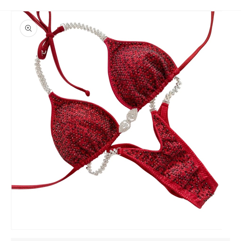 Red and Silver Textured Bikini Set